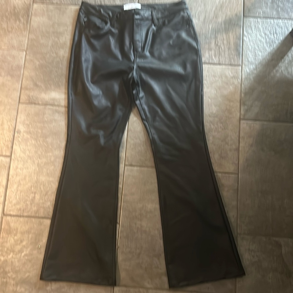 KanCan Black Flare Pleather Pants 12